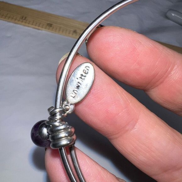 Unwritten Silver Tone Heart Charm Dangle Bangle Bracelet - Picture 4 of 5